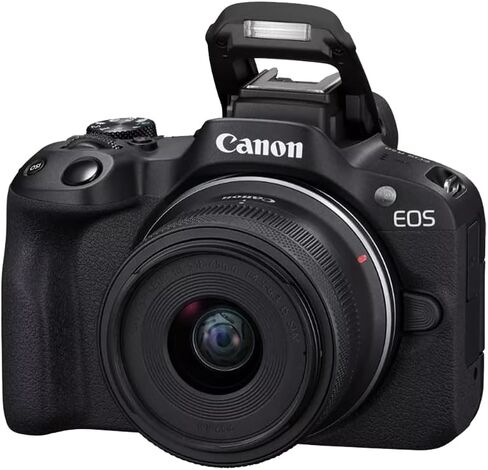 Canon EOS R50 Mirrorless Camera (أسود) مع RF-S 18-45mm F4.5-6.3 هي حزمة STM Lens 5811C012 مع حقيبة التصوير الفوتوغرافي DECO + 2 بطارية + ترايبود + علامات زاوية واسعة in Kuwait