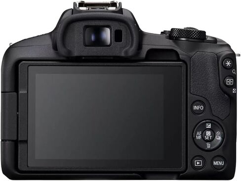 Canon EOS R50 Mirrorless Camera (أسود) مع RF-S 18-45mm F4.5-6.3 هي حزمة STM Lens 5811C012 مع حقيبة التصوير الفوتوغرافي DECO + 2 بطارية + ترايبود + علامات زاوية واسعة in Kuwait