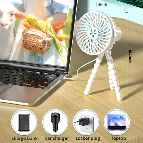 مروحة عربات مع 3 سرعات USB بطارية مدعومة في عربة تبريد مروحة مروحة ترايبود مقطع مصغرة معجبين محمولة محمولة من أجل سفر المطحنة الصغيرة ، وردي. in Saudi Arabia