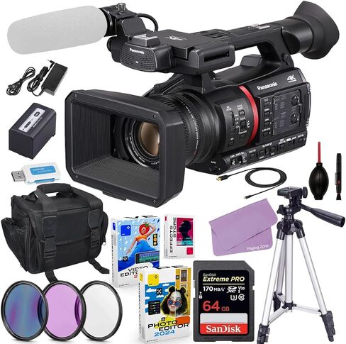 Panasonic AG-CX350 4K Camcorder Bundle + Accessory Kit Including 64GB Extreme Pro Memory, Filters, Case, Video/Photo Editing Software Package & More (20 Items) in Saudi Arabia