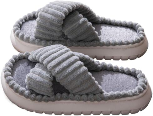 Minimalist Fluffy Slippers, Soft Comfort Warm Open Toe Bedroom Sandals for Gifts, Bedroom Slippers for Fall & Winter, Flats for Women 2025, Mother's Day Gifts in Kuwait