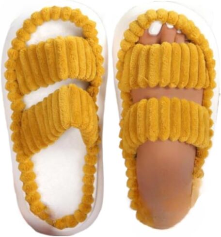 Minimalist Fluffy Slippers, Soft Comfort Warm Open Toe Bedroom Sandals for Gifts, Bedroom Slippers for Fall & Winter, Flats for Women 2025, Mother's Day Gifts in Kuwait