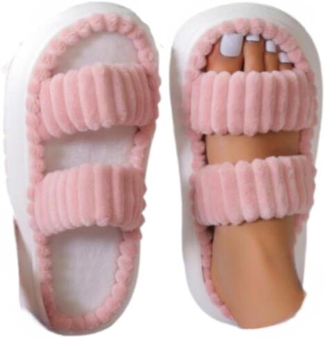 Minimalist Fluffy Slippers, Soft Comfort Warm Open Toe Bedroom Sandals for Gifts, Bedroom Slippers for Fall & Winter, Flats for Women 2025, Mother's Day Gifts in Kuwait