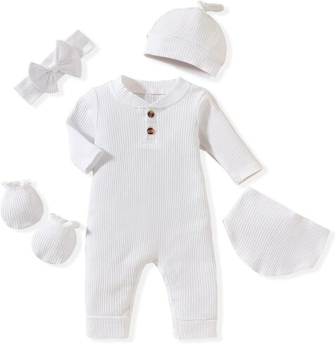Aalizzwell Newborn Baby Ribbed Romper in Saudi Arabia