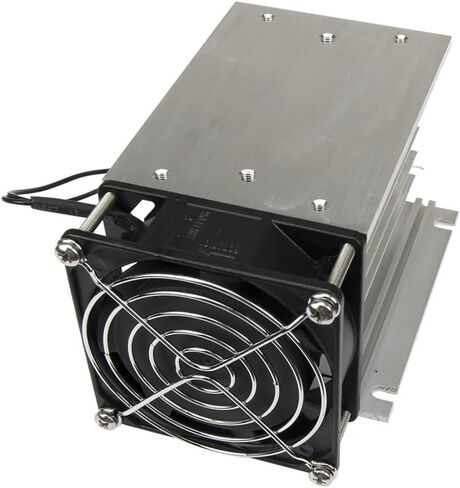 FHSH01F-110 110 * 100 * 80 mm 60A مرحلة ثلاثية مرحلة ترحيل SSR بالوعة الحارة من الألومنيوم مع مروحة 220VAC وغطاء واقية (كرة مزدوجة بيضاء) in Saudi Arabia