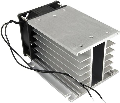 FHSH01F-110 110 * 100 * 80 mm 60A مرحلة ثلاثية مرحلة ترحيل SSR بالوعة الحارة من الألومنيوم مع مروحة 220VAC وغطاء واقية (كرة مزدوجة بيضاء) in Saudi Arabia