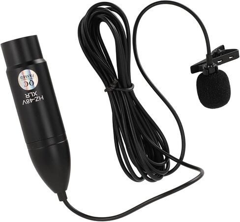 Akozon Professional Lavalier Phone مع 48 فولت الطاقة Omni Directional Loveduction 3 Pin XLR Mono Lapel Mic للتسجيل والمقابلات الواضحة in Kuwait