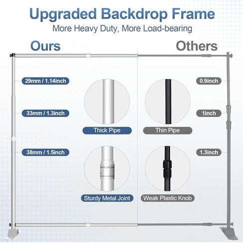 8 × 8 قدم لافتة بانر ، ومكافحة إطار لدعم خلفية الصورة القابلة للتعديل ، والخطوة وتكرار موقف الصور ، والحفلات ، والمعرض ، والمعرض التجاري ، والزفاف - الفضة in Kuwait