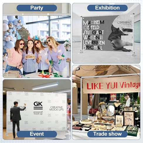 8 × 8 قدم لافتة بانر ، ومكافحة إطار لدعم خلفية الصورة القابلة للتعديل ، والخطوة وتكرار موقف الصور ، والحفلات ، والمعرض ، والمعرض التجاري ، والزفاف - الفضة in Kuwait