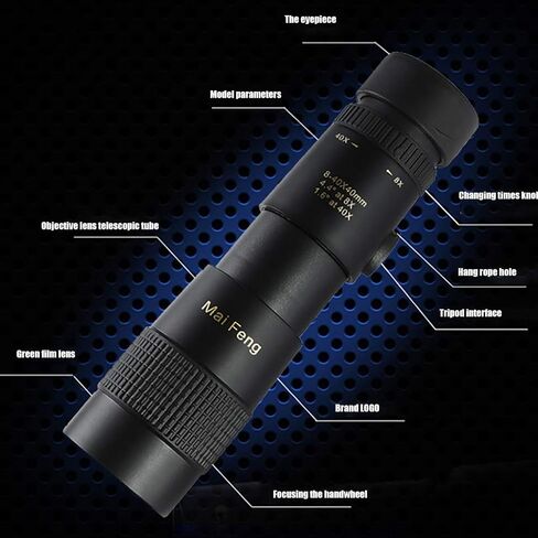 Monoculars Telescope High Power 4K 8-40x40mm High Telephoto Zoom with Low-Light-Level Spotting Scope High Power Lightweight Telescope with Tripod for Birdwatching Hu Binoculars in Saudi Arabia