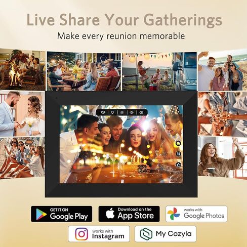 Digital Picture Frame, CozylaHome 10.1" WiFi IPS HD Digital Photo Frame to Share Photos and Videos, AI Enhanced Photo, Shared Mode, Multi-User Upload, Perfect for Christmas & Thanksgiving Gift, White in Saudi Arabia