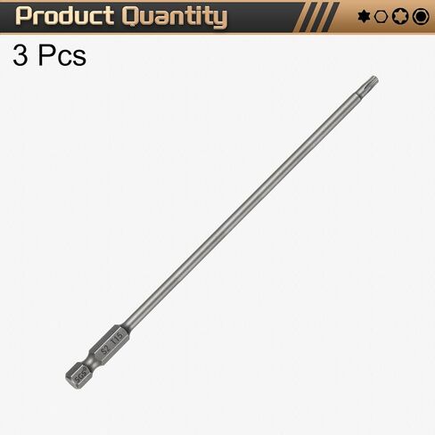 HARFINGTON 3pcs T20 Torx Head Screwdriver Bit 1/4" Hex Shank 6" (150mm) Long Magnetic No Hole Tip Tamper Proof 6 Point Star Screw Driver Drill Bits S2 Steel Industrial Power Screwdrivers in Saudi Arabia