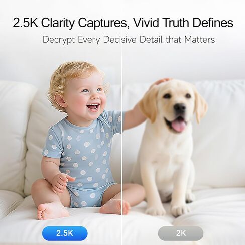 2.5K Security Camera Indoor, Non-Subscription AI Person/Pet/Cry Detection, 4MP Pet/Dog/Cat Camera w/Phone App, Pan Tilt 2.4GHz WiFi Cameras for Home Security, IR Night Vision, Full Duplex 2-Way Audio in Kuwait