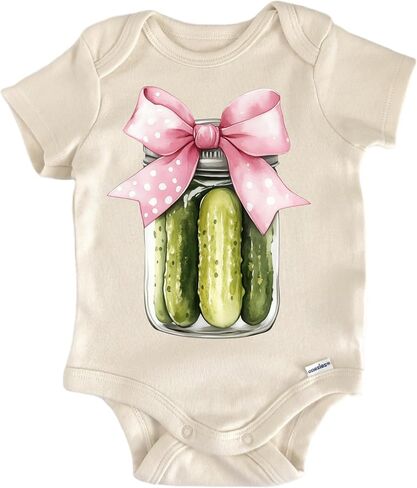 Pickle Jar Pink Bow Cucumber - Baby Boy Girl Clothes Bodysuit Funny Cute in Saudi Arabia