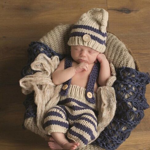 مجموعة التصوير الفوتوغرافي حديثي الولادة ، مجموعة أزياء كروشيه متبكّمة ، زي صور الطفل ، إكسسوارات تصوير صور حديثي الولادة المصنوعة يدويًا in Kuwait