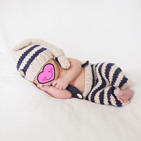 مجموعة التصوير الفوتوغرافي حديثي الولادة ، مجموعة أزياء كروشيه متبكّمة ، زي صور الطفل ، إكسسوارات تصوير صور حديثي الولادة المصنوعة يدويًا in Kuwait