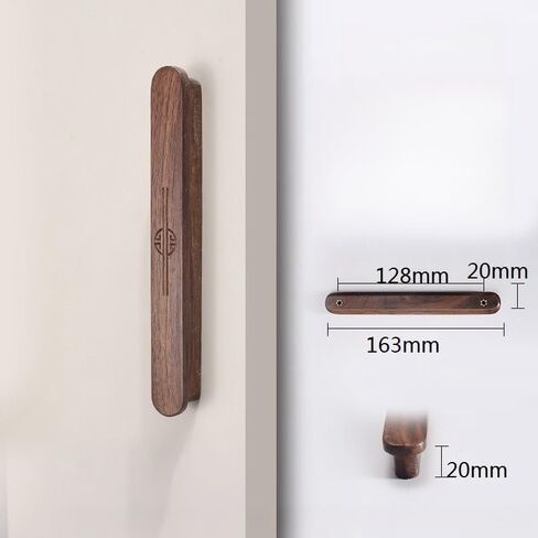 Furniture Handles 2Pcs Chinese Style Log Embossed Curved Drawer Handle Wooden Cabinet Wardrobe Door Children's Room Handle 128Mm Oak(Walnut,192mm) in Saudi Arabia
