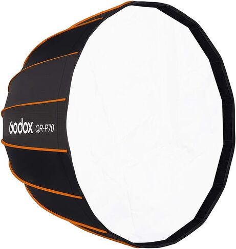 Godox QR-P70 70CM 27.6 Inch Parabolic Softbox Bowens Mount, Quick-Setup Quick-Folding in One Minute, with Front & Inner Diffuser and Carrying Bag for Godox SL-60W VL150 VL300 UL150 SL150WII SZ150R in Saudi Arabia