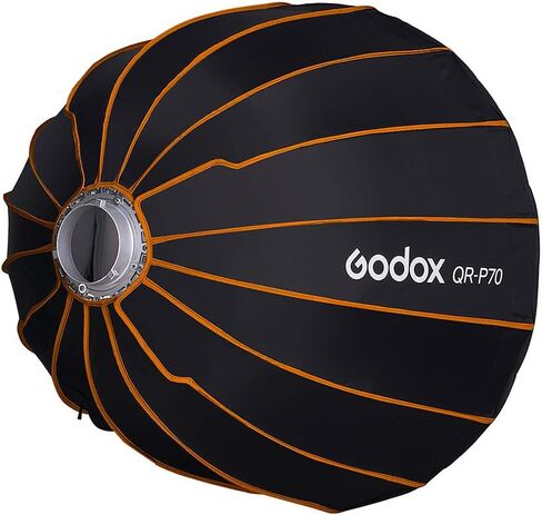 Godox QR-P70 70CM 27.6 Inch Parabolic Softbox Bowens Mount, Quick-Setup Quick-Folding in One Minute, with Front & Inner Diffuser and Carrying Bag for Godox SL-60W VL150 VL300 UL150 SL150WII SZ150R in Saudi Arabia
