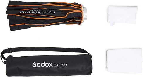 Godox QR-P70 70CM 27.6 Inch Parabolic Softbox Bowens Mount, Quick-Setup Quick-Folding in One Minute, with Front & Inner Diffuser and Carrying Bag for Godox SL-60W VL150 VL300 UL150 SL150WII SZ150R in Saudi Arabia
