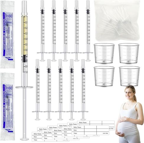 مجموعة جامع 50pcs Colostrum - 1 مل من صدر صدر حليب الأم مع ملصقات 60pcs 4pcs 20 مل من أكواب القياس و 1pcs no eedle جمع مجموعة الهدايا مجموعة الهدايا in Saudi Arabia