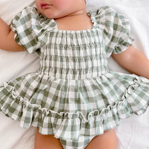 Newborn Infant Baby Girl Clothes Rompers Summer Jumpsuits Bodysuit+Headband Short Sleeve Playsuits in Kuwait