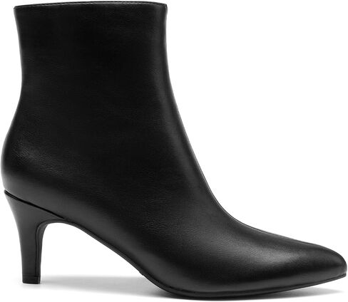 DREAM PAIRS Women's Kitten Heel Ankle Boots Pointed Toe Side Zipper Fall Leather Ankle Booties for Office Work in Saudi Arabia