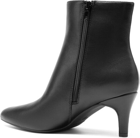DREAM PAIRS Women's Kitten Heel Ankle Boots Pointed Toe Side Zipper Fall Leather Ankle Booties for Office Work in Saudi Arabia