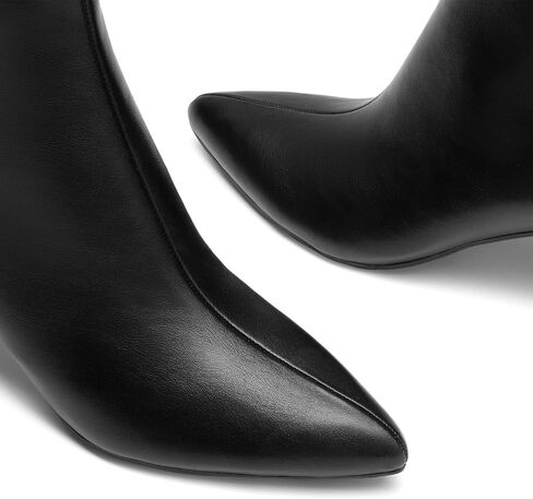 DREAM PAIRS Women's Kitten Heel Ankle Boots Pointed Toe Side Zipper Fall Leather Ankle Booties for Office Work in Saudi Arabia