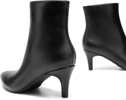 DREAM PAIRS Women's Kitten Heel Ankle Boots Pointed Toe Side Zipper Fall Leather Ankle Booties for Office Work in Saudi Arabia