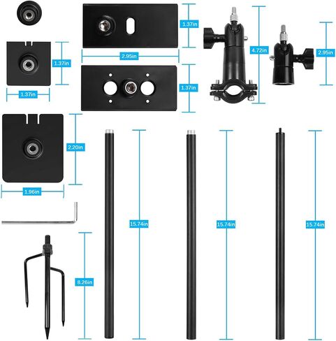 حصة Universal Ground Mount Bracket للكاميرات الأمنية في الهواء الطلق وألواح الطاقة الشمسية ، متوافقة مع الحلقة ، وميض ، Eufy ، Google Nest ، Arlo ، Wyze ، Simplisafe ، 1/4 كاميرات لولبية (أسود) in Kuwait