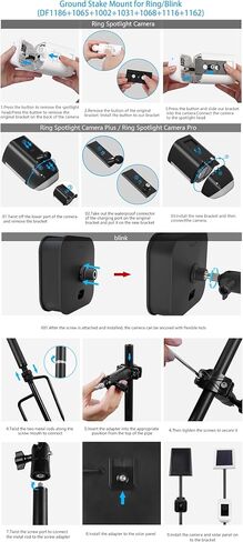 حصة Universal Ground Mount Bracket للكاميرات الأمنية في الهواء الطلق وألواح الطاقة الشمسية ، متوافقة مع الحلقة ، وميض ، Eufy ، Google Nest ، Arlo ، Wyze ، Simplisafe ، 1/4 كاميرات لولبية (أسود) in Kuwait