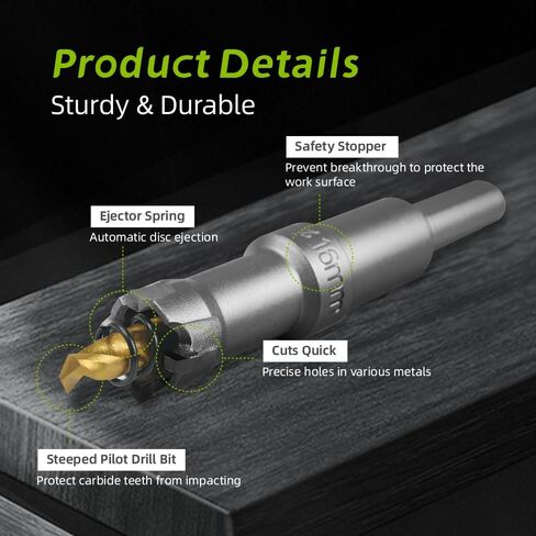 13/16" Hole Saw Kit Tungsten Carbide Tipped, 21mm Hole Saw Includes 1pc Titanium-Coated Pilot Drill Bits for Metal Stainless Steel Mild Steel Iron Copper Brass Wood Plastic in Saudi Arabia
