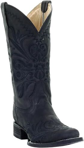 Corral Boots Women's All Black Tooled Inlay Square Toe Boots in Saudi Arabia