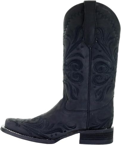 Corral Boots Women's All Black Tooled Inlay Square Toe Boots in Saudi Arabia