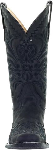 Corral Boots Women's All Black Tooled Inlay Square Toe Boots in Saudi Arabia