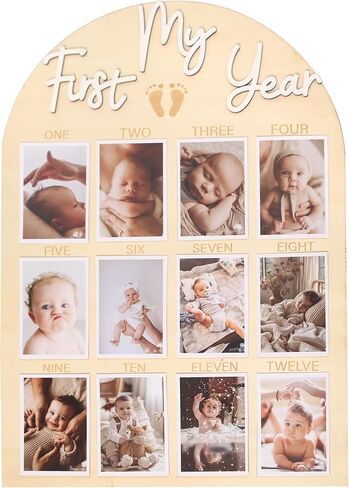 أول لوحة عيد ميلاد Yeay - لوحة صور واحدة سريعة ، لوحة صور خشبية شهرية ، Props First Sear Props ، 12 شهرًا لافتة صور (خضرة) in Saudi Arabia