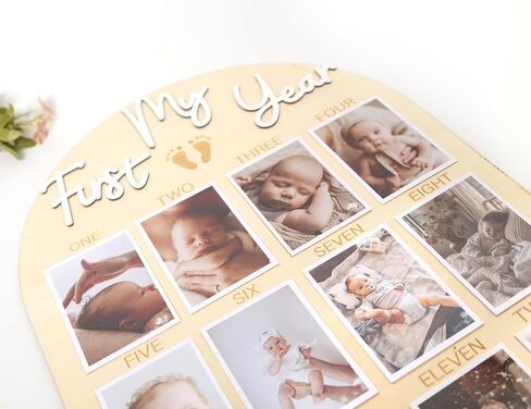 أول لوحة عيد ميلاد Yeay - لوحة صور واحدة سريعة ، لوحة صور خشبية شهرية ، Props First Sear Props ، 12 شهرًا لافتة صور (خضرة) in Saudi Arabia