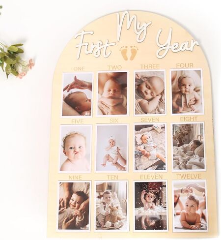 أول لوحة عيد ميلاد Yeay - لوحة صور واحدة سريعة ، لوحة صور خشبية شهرية ، Props First Sear Props ، 12 شهرًا لافتة صور (خضرة) in Saudi Arabia