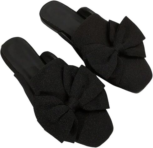 Oyoangle Women's Square Square Angle Tee Bow Slip على شقق عارية الذراعين أعمال الأعمال غير الرسمية in Saudi Arabia