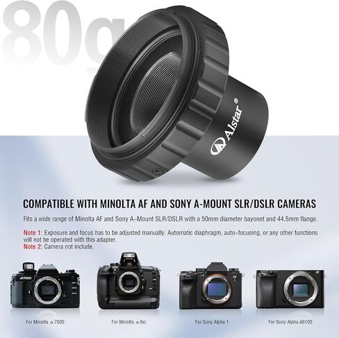 ALSTAR TELESCOPE Photo Adapter لـ Minolta AF و Sony A Mount DSLR Cameras - حزمة مع - 1.25 "محول كاميرا قابلة للتمديد in Saudi Arabia