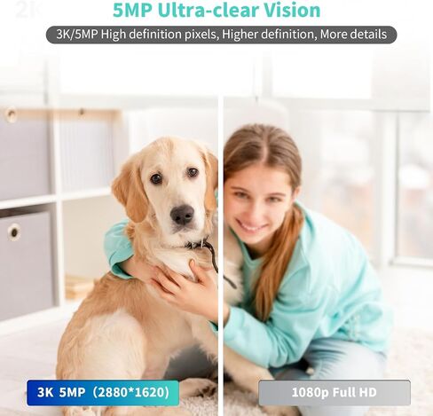 كاميرا أمان ، كاميرا أمان داخلية 2K HD ، 360 درجة PAN/TILT PET CAMERA 2.4G و 5G WIFI ، الكشف عن الحركة ، الصوت ثنائي الاتجاه ، صفارات الإنذار ، الرؤية الليلية ، Cloud SD Card Alexa Google Assistant in Saudi Arabia