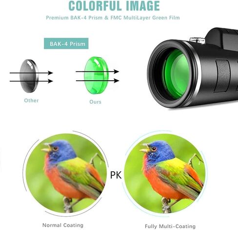 - - 40X60 High Definition FMC BAK4 【HD Monocular for Bird Watching】 with Smartphone Holder & Tripod IPX7 Waterproof Materials for Camping Travelling in Saudi Arabia