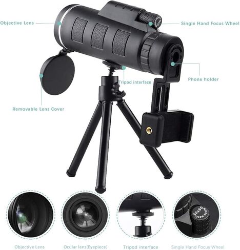 - - 40X60 High Definition FMC BAK4 【HD Monocular for Bird Watching】 with Smartphone Holder & Tripod IPX7 Waterproof Materials for Camping Travelling in Saudi Arabia