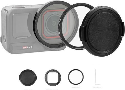 مرشح عدسة الأشعة فوق البنفسجية Puluz 52mm لـ Insta360 Ace Pro 2 ، مادة سبيكة الألومنيوم مع غطاء محول مرشح العدسات UV لـ Insta 360 Ace Pro 2 Sports Action Camera in Kuwait