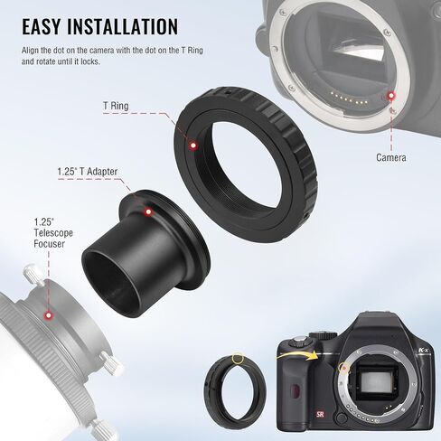 Alstar Telescope Photo Adapter for Pentax-k SLR/DSLR Cameras - Bundle with - 2" T-2 Focal Camera Adapter in Saudi Arabia