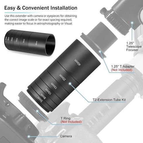 Alstar Telescope Photo Adapter for Pentax-k SLR/DSLR Cameras - Bundle with - Astronomical T2-Extension Tube Kit in Saudi Arabia