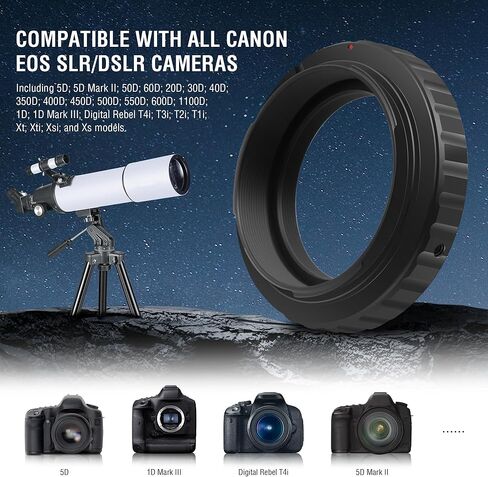 ALSTAR T RING محول لجميع كاميرات Canon EOS SLR/DSLR - حزمة مع - 1.25 "T -Adapter in Saudi Arabia