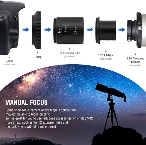 ALSTAR T RING محول لجميع كاميرات Canon EOS SLR/DSLR - حزمة مع - 1.25 "T -Adapter in Saudi Arabia