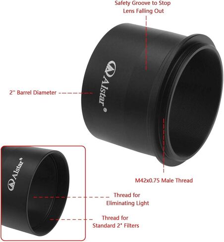 ALSTAR TELESCOPE Photo Adapter لكاميرات Nikon SLR/DSLR - حزمة مع - 2 "محول الكاميرا البؤرية T -2 in Saudi Arabia
